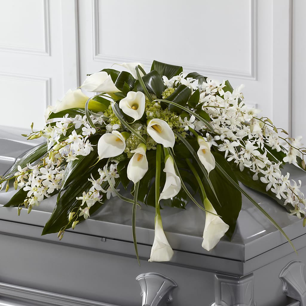 Angel Wings Casket Spray – YOUNG'S GREENHOUSE & FLOWER SHOP, Fort Wayne IN