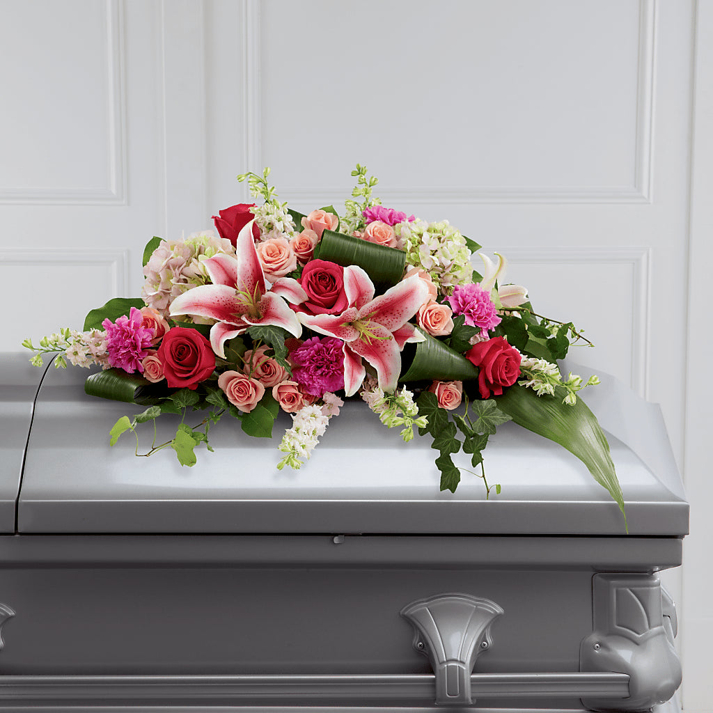 Splendid Grace Casket Spray – YOUNG'S GREENHOUSE & FLOWER SHOP, Fort Wayne IN