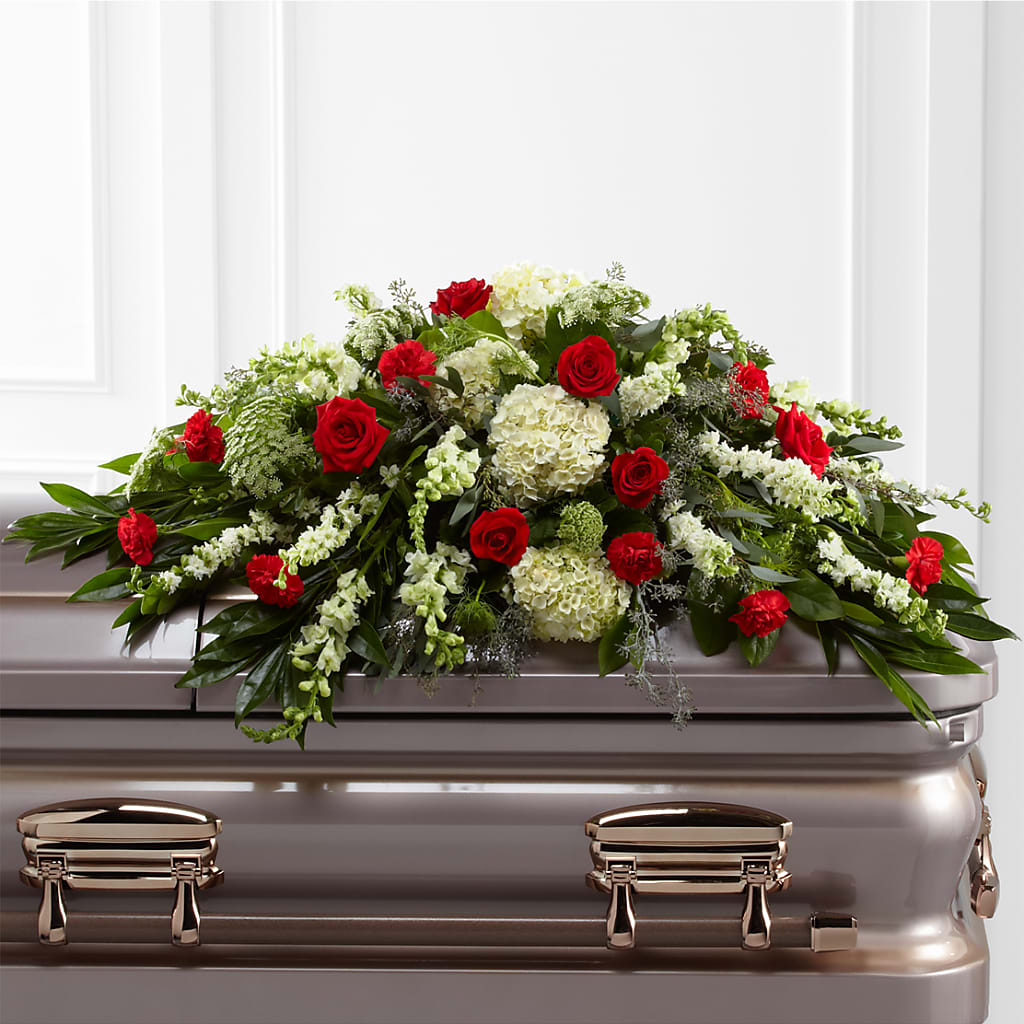 Sincerity Casket Spray – YOUNG'S GREENHOUSE & FLOWER SHOP, Fort Wayne IN