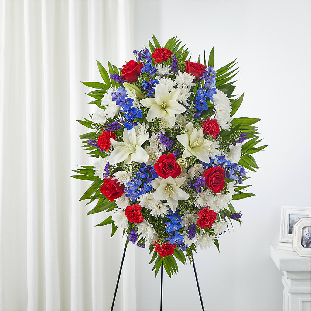 Cherished Service Standing Spray – YOUNG'S GREENHOUSE & FLOWER SHOP, Fort Wayne IN