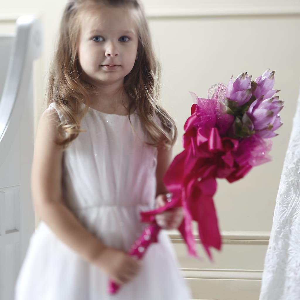 Sparkle Pink Flower Girl Bouquet – YOUNG'S GREENHOUSE & FLOWER SHOP, Fort Wayne IN