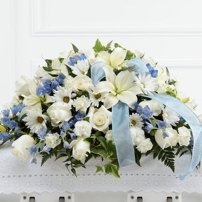 Tender Treasure Casket Spray – YOUNG'S GREENHOUSE & FLOWER SHOP, Fort Wayne IN