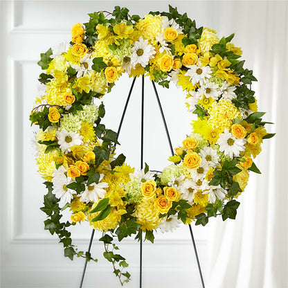 Golden Remembrance Wreath – YOUNG'S GREENHOUSE & FLOWER SHOP, Fort Wayne IN