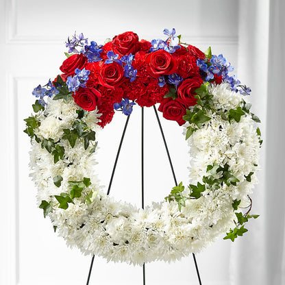 Patriotic Passion Wreath – YOUNG'S GREENHOUSE & FLOWER SHOP, Fort Wayne IN