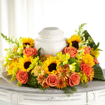 Faithful Sunflower Cremation Adornment – YOUNG'S GREENHOUSE & FLOWER SHOP, Fort Wayne IN