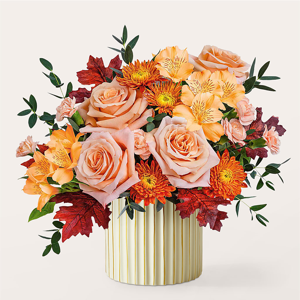 Spiced Latte Bouquet with Ivory Vase – YOUNG'S GREENHOUSE & FLOWER SHOP, Fort Wayne IN