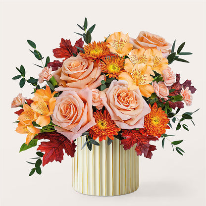 Spiced Latte Bouquet with Ivory Vase – YOUNG'S GREENHOUSE & FLOWER SHOP, Fort Wayne IN