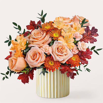 Spiced Latte Bouquet with Ivory Vase – YOUNG'S GREENHOUSE & FLOWER SHOP, Fort Wayne IN