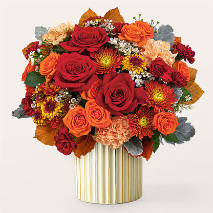 Merlot Bouquet with Ivory Vase – YOUNG'S GREENHOUSE & FLOWER SHOP, Fort Wayne IN