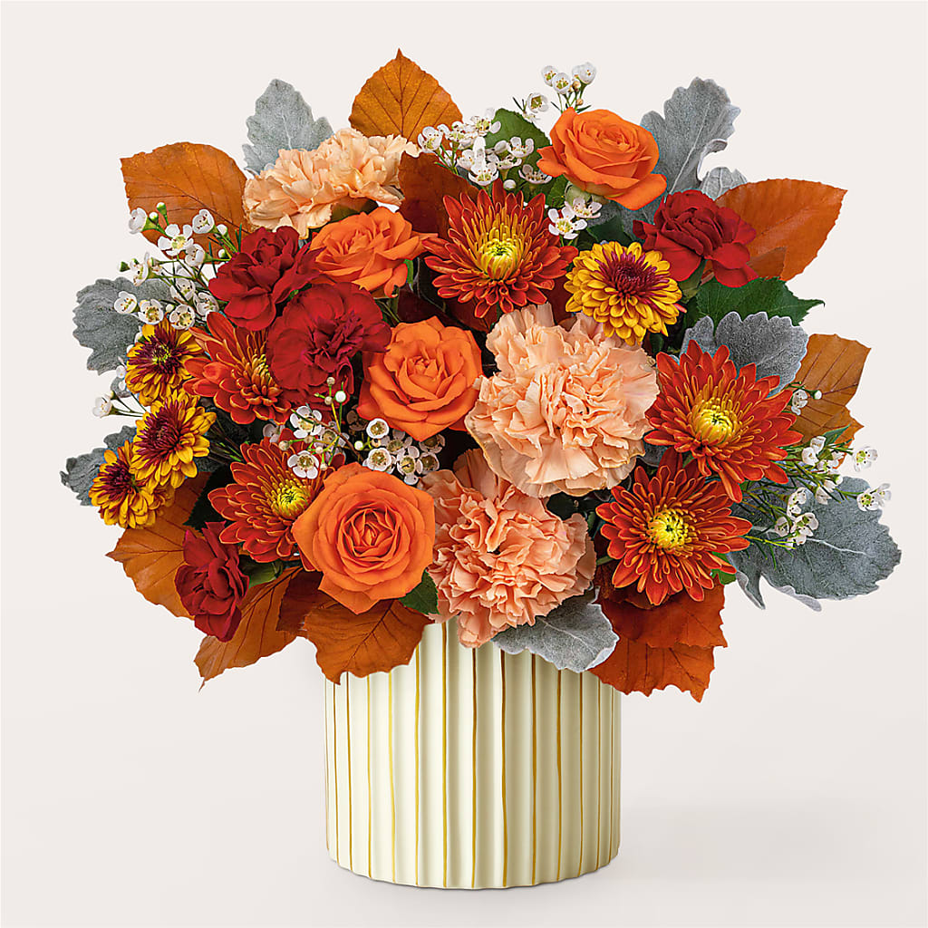 Merlot Bouquet with Ivory Vase – YOUNG'S GREENHOUSE & FLOWER SHOP, Fort Wayne IN