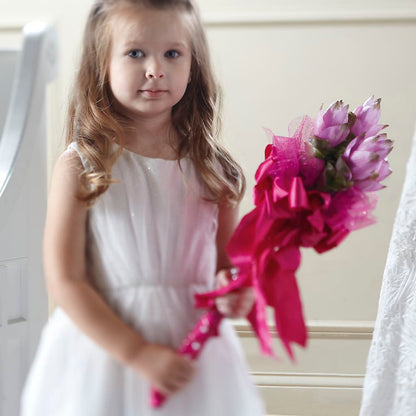 Sparkle Pink Flower Girl Bouquet – YOUNG'S GREENHOUSE & FLOWER SHOP, Fort Wayne IN